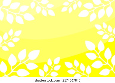 silhouette of the foliage of nature is a background vector illustration in a flat style. white leaves on a bright yellow gradient background. edging, casement frame. for web banners, postcards