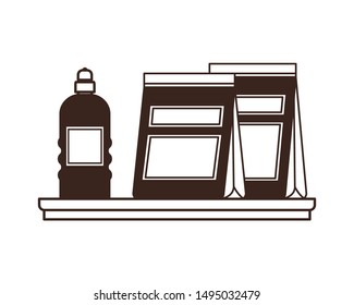 silhouette of food bag and containers for pet grooming