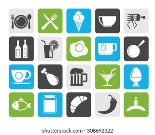 Silhouette Food, drink and restaurant icons - vector icon set
