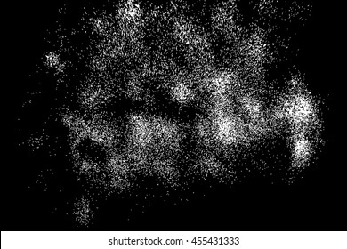 Silhouette of food flakes such as salt or almond or wheat flour spread on the flat surface or table. Top view of dust, sand blow or bread crumbs. Abstract grainy texture isolated on black background. - Shutterstock ID 455431333
