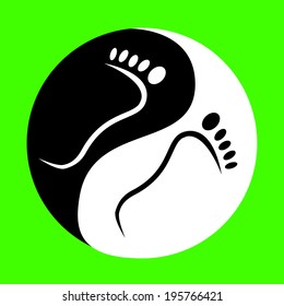 Silhouette of Foot Print at Yin Yang Symbol