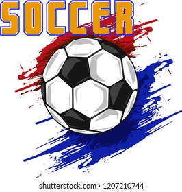 Silhouette of a football ball. Dots, lines, triangles, text, color effects and background on a separate layers, color can be changed in one click. Vector illustration