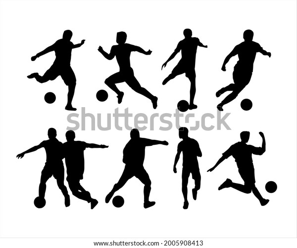 Silhouette Football Player Ball Athlete Black Stock Vector (Royalty ...