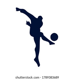 silhouette of football player with balloon vector illustration design