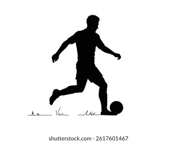 silhouette of a football player dribbling the ball