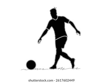 silhouette of football player isolated with white background 