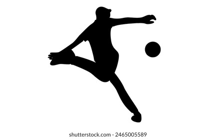 silhouette of football player kicks the ball