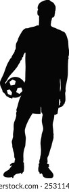 Silhouette of Football Player on White Background. Vector Illustration.