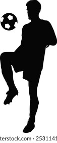 Silhouette of Football Player on White Background. Vector Illustration.