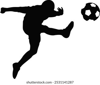 Silhouette of Football Player on White Background. Vector Illustration.