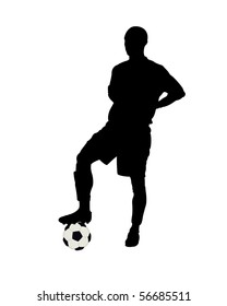Silhouette of the football player on a white background