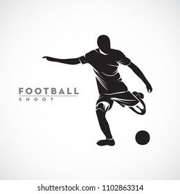 silhouette football player ready to shoot the ball