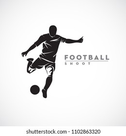 silhouette football player ready to shoot the ball