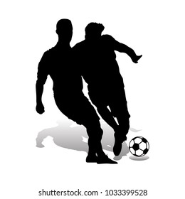 Silhouette of football players playing with sword, on white background, vector