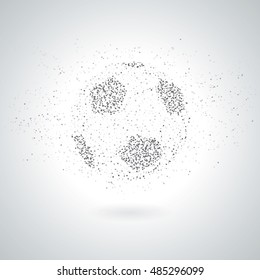 Silhouette Of Football / Soccer Ball From Scattering of Small Particles. Vector Illustration