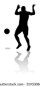 silhouette of a football or soccer player on a transparent background, vector