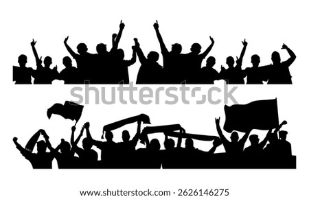 Silhouette of a football supporter.  A crowd of people silhouette vector illustration.