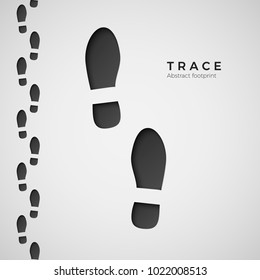 Silhouette of footprint. Trail trodden by boots. Shoe trace. Vector illustration isolated on white background