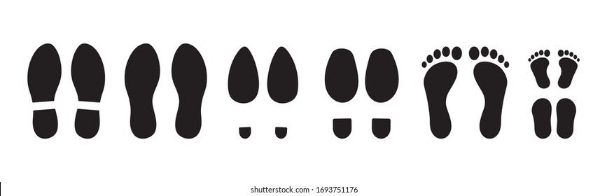 The silhouette of footprints. footsteps icon or sign for print.  Vector illustration.