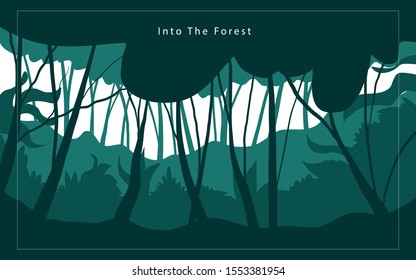 silhouette forest abstract background.Nature and environment conservation concept flat design.Vector illustration.