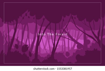 silhouette forest abstract background.Nature and environment conservation concept flat design.Vector illustration.