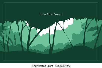 silhouette forest abstract background.Nature and environment conservation concept flat design.Vector illustration.