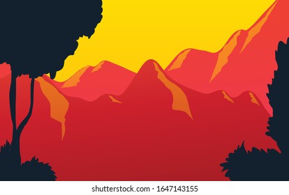 abstrakter Hintergrund der Silhouette-Wälder.Natur- und Umweltschutz-Konzept flach konzipiert.Vektorillustration-Illustration