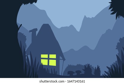 silhouette forest abstract background.Nature and environment conservation concept flat design.Vector illustration