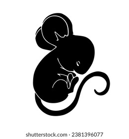 Silhouette de un animal forestal, un ratón pequeño. Gráficos vectoriales.