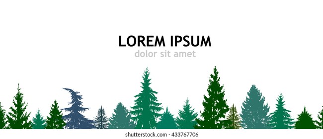 Silhouette of a forest of fir trees. Vector