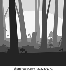 Silhouette forest illustration with modern design for decoration and background