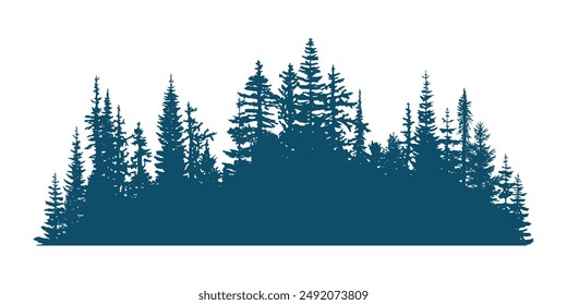 Silhouette of a forest, isolated on white background
