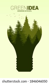 Bosque de silueta con bombilla. fondo para cuidar y salvar el medio ambiente.
