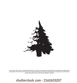silhouette forest pine logo design