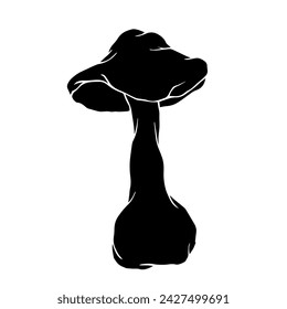 Silhouette of forest toadstool mushrooms. Vector graphics.
