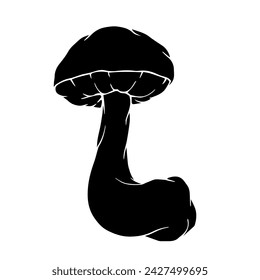 Silhouette of forest toadstool mushrooms. Vector graphics.