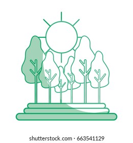 silhouette forest with trees and sun