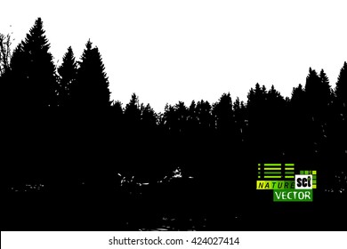 Silhouette of a forest of trees. Vector