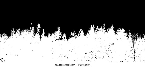 Silhouette of a forest of trees. Vector