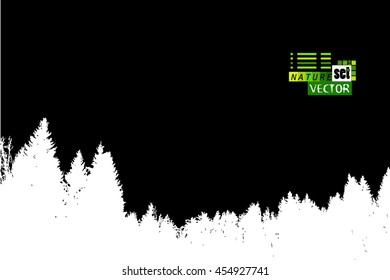 Silhouette of a forest of trees. Vector