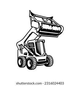 silhouette of forestry mulching machine illustration vector