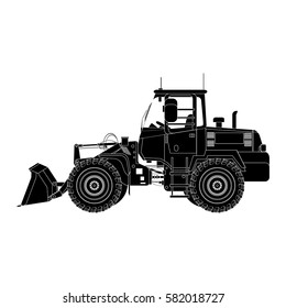 silhouette fork lift loader  isolated illustration for banner internet poster, flatten isolated illustration vector