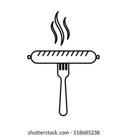 silhouette fork with raw sausage
