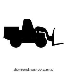 Silhouette of a forklift on a white background. Technics for cargo transportation.