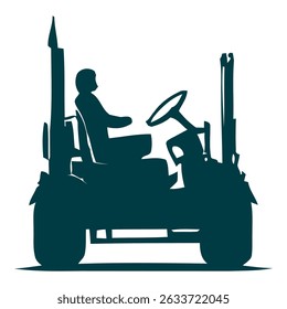 Silhouette of a forklift on a white background. Vector illustration
