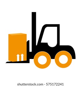 silhouette forklift truck with boxes