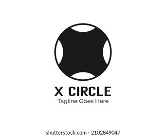 Silhouette forming the letter x inside a circle for the initials logo x