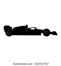 silhouette of formula car black on white logo flat icon vector