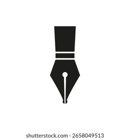 Silhueta de uma caneta tinteiro nib e ponta. Ícone de vetor e ilustração.