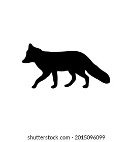 The silhouette of a fox in black on a white background. A vector image.